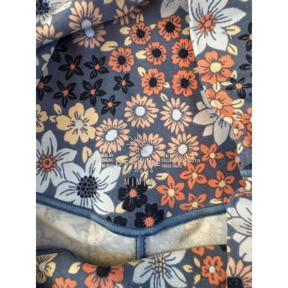 Offline By Aerie Real Me High Waisted 7/8 Leggings Floral Pockets Medium - Picture 3 of 5